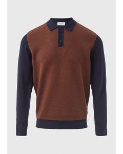 Rust Textured Knit Polo Shirt