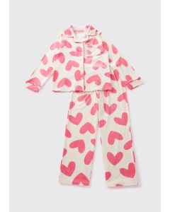 Girls Velour Heart Pyjama Top & Bottoms