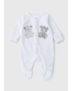 Baby Bear Velour Sleepsuit