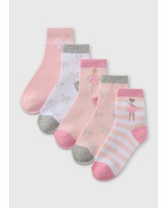 5 Pack Girls Ballerina Ankle Socks