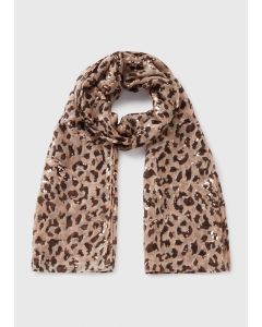 Foil Leopard Print Woven Scarf-Gold-One Size