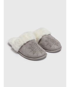 Stone Snowflake Mule Slippers