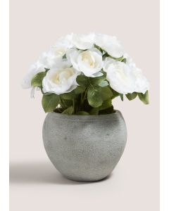 Roses In Cement Pot Grey-Grey-One Size