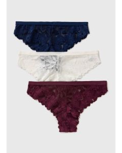 3 Pack Lace Brazilian Knickers