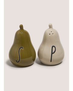 Pear Shaped Salt & Pepper Shakers (14.7cmx10cmx3.3cm)-Green/White