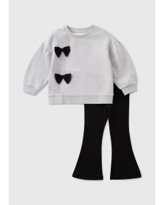 Girls Bow Sweatshirt & Flared Leggings Set