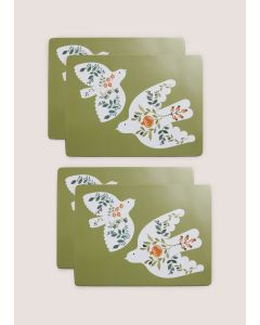 4 Pack Bird Cork Placemats-Green-One Size