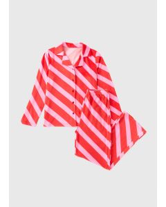 Girls Striped Christmas Top & Bottom Pyjama Set