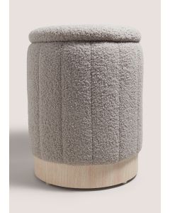 Teddy Ribbed Pouffe-Grey-One Size