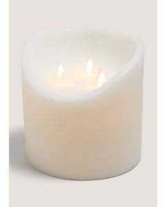 3 Wick Extra Large LED Candle (15cm x 15cm)-White