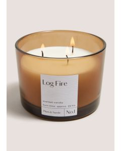 Log Fire Candle-White-One Size