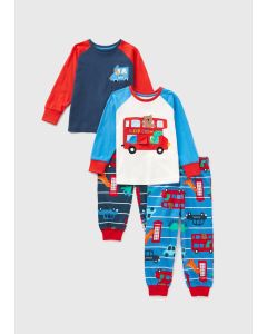 2 Pack Boys Transport Pyjama Sets