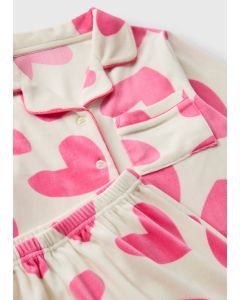 Girls Heart Velvet Pyjama Set