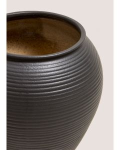 Ceramic Vase (20cm x 20cm x 19.5cm)-Black-One Size