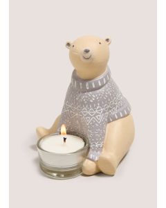 Bear Candle Tealight Holder-Beige-One Size