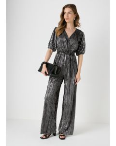 Metallic Plisse Jumpsuit