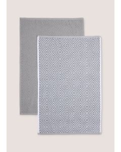 2 Pack Geometric Tea Towels-Grey-One Size