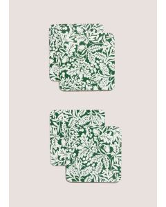 4 Pack Winter Floral Cork Coasters (29cm x 21.5cm)-Green