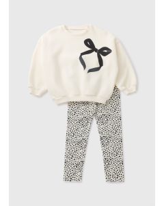 Girls Bow Sweatshirt & Legging Set