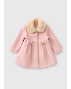 Girls Faux Fur Collar Traditional Coat