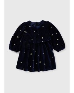 Girls Velvet Star Print Dress