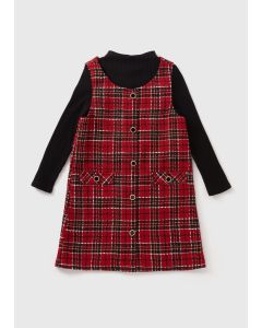 Girls Check Pinafore Dress