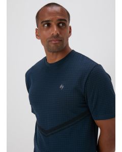 Souluxe Indigo Textured Grid T-Shirt