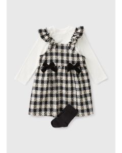 Girls Dogtooth Dress & Pinafore Set