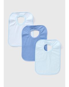 3 Pack Baby Patterned Bibs-Blue-One Size