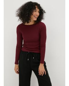 Burgundy TextuLong Sleeve Top