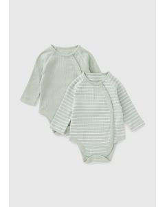 2 Pack Baby Sage Ribbed Bodysuits