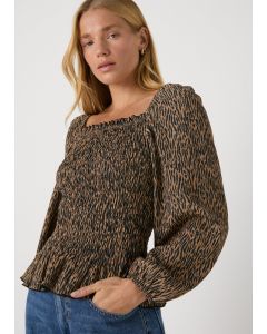 Leopard Shirred Top