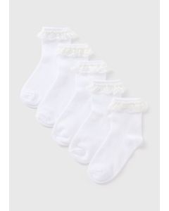 5 Pack Girls Lace Trim Socks