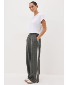 Check Side Stripe Wide Leg Trousers