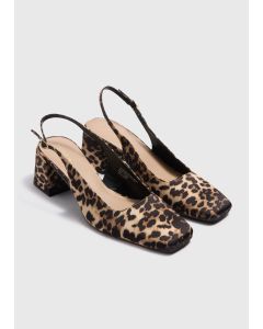 Animal Print Sling Back Block Heels