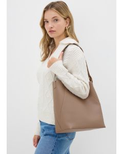 Tan Bucket Tote Bag-Brown-One Size