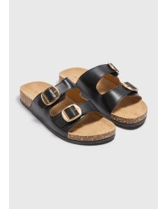 Double Buckle Footbed Sandals