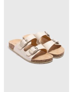 Double Buckle Footbed Sandals