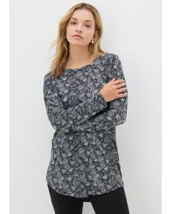 Long Sleeve Mono Print Top