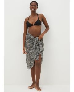 Zebra Print Sarong-Brown-One Size