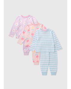 3 Pack Girls Floral Pyjama Set