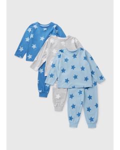 3 Pack Boys Star Pyjama Set