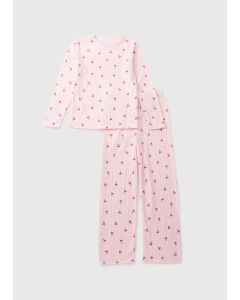 Girls Cherry Ribbed Pyjama Set