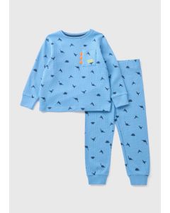 Boys Dino Waffle Pyjama Set