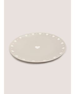 Neutral Heart Dinner Plate-Beige-One Size