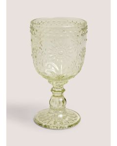 Meadow Floral Wine Glass-Green-One Size