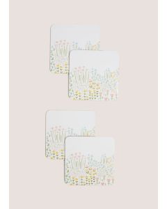 Meadow Cork Back Coasters-White-One Size