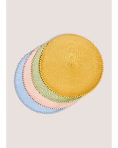 4 Pack Woven Pom Placemats-Multi-One Size