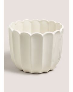 Scallop Ceramic Planter-White-One Size