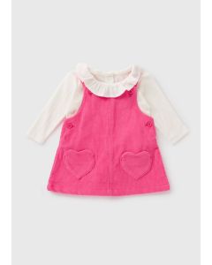 Baby Heart Pinafore  Bodysuit Set